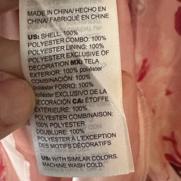 White House Black Market Red Floral Organza Dress Peach Satin Black Accents 10 - Picture 6 of 16